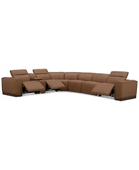Lovro -Pc. Leather Sectional with Power Motion Chairs & 1 Console