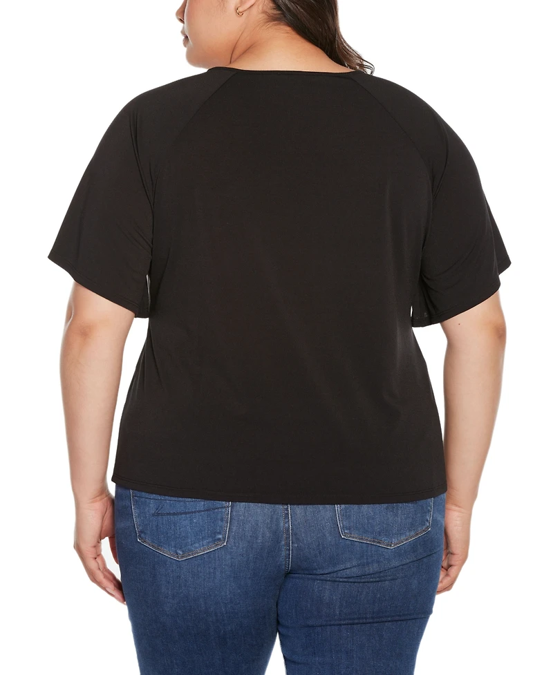 Belldini Black Label Plus Size Cutout Detail Knit Top