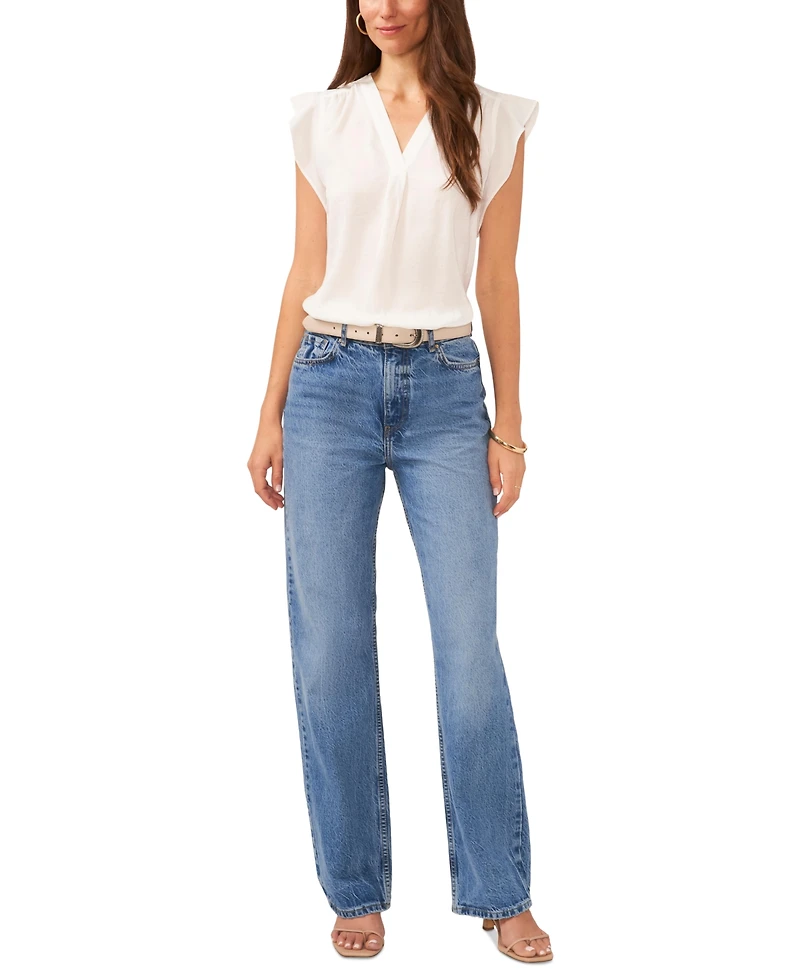 Vince Camuto Women's V-Neck Short-Ruffle-Sleeve Top