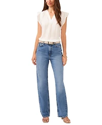 Vince Camuto Women's V-Neck Short-Ruffle-Sleeve Top