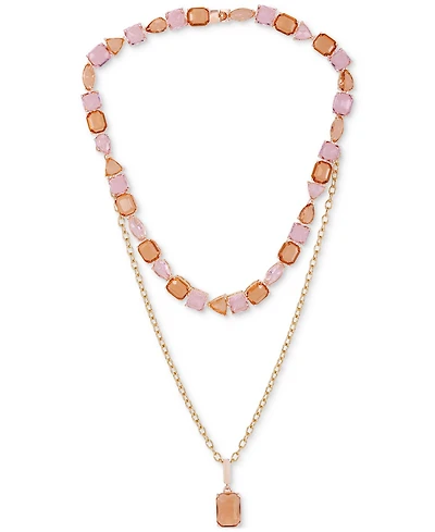 Guess Crystal 18" Layered Pendant Necklace
