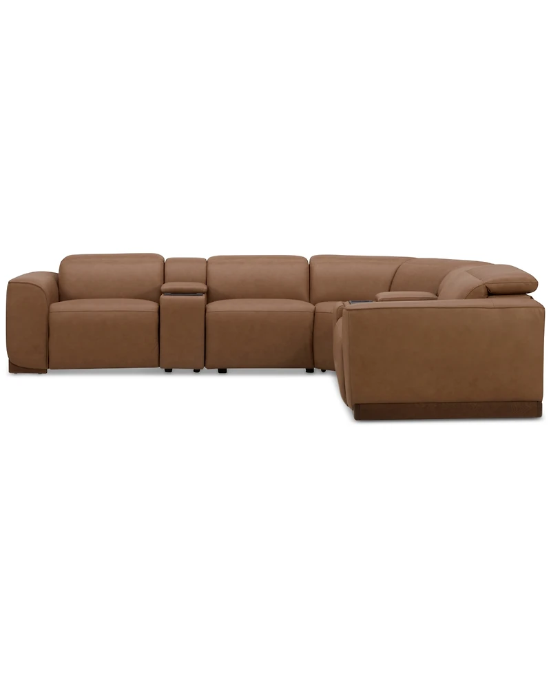 Lovro 6-Pc. Leather Sectional with 2 Power Motion Chairs & Consoles, Created for Macy's