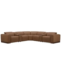 Lovro 7-Pc. Leather Sectional with 3 Power Motion Chairs & 2 Consoles, Created for Macy's