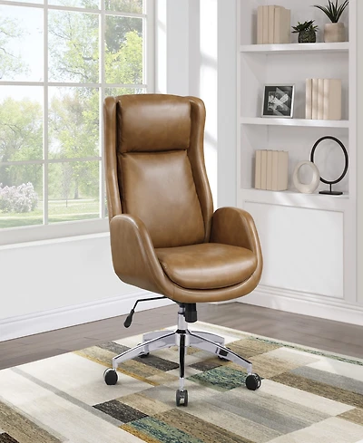 Office Star Blanchard Office Chair in Nutmeg Leatherette Upholstery