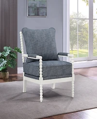 Office Star Kaylee Antique White Spindle Chair with Indigo Fabric