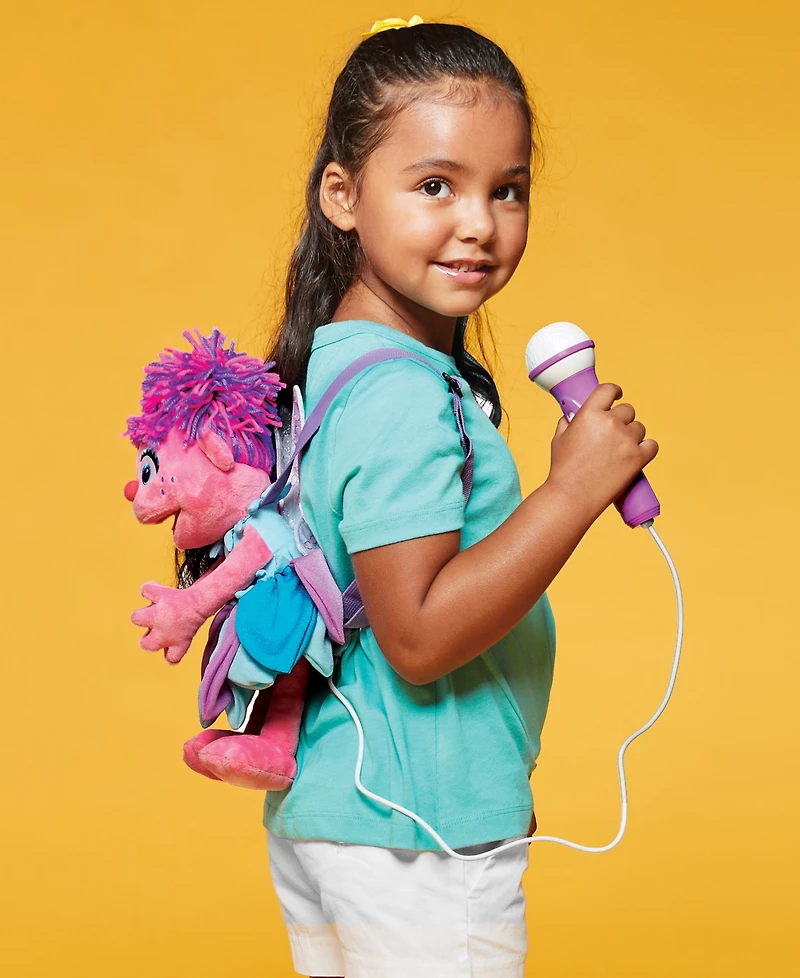 Singing Machine Plush Toy Karaoke Backpack with Microphone, Speaker, Songs Sound Effects, Sesame Street Abby Caddaby