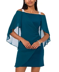 Msk Beaded-Strap Capelet-Back Dress