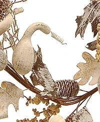 National Tree Company 6' Artificial Autumn Garland, White, Made with Pumpkins, Gourds, Maple Leaves, Pinecones, Berry Clusters, Autumn Collection