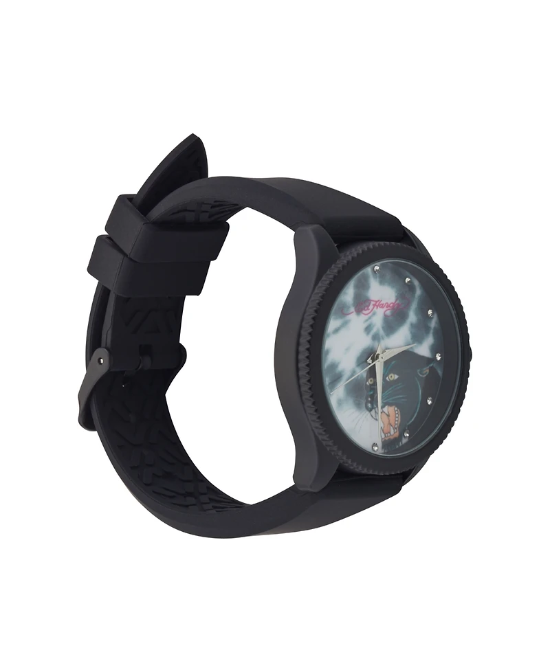Ed Hardy Women's Quartz Matte Black Silicone Strap Analog Watch 38mm