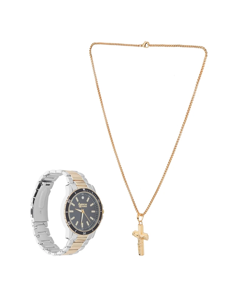 American Exchange Men's Two-Tone Alloy Watch 42mm Gift Set