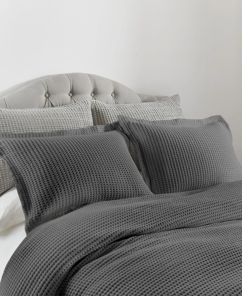 Levtex Mills Waffle Textured 3-Pc. Duvet Cover Set, Full/Queen