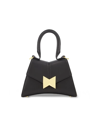 Gold Hardware Detail Angular Mini Leather Handbag