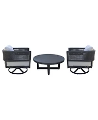 International Concepts Outdoor 3 Piece Woven Abaca Rope Patio Furniture Set Including the Sofa, Coffee Table, and Swivel Rocking Chair