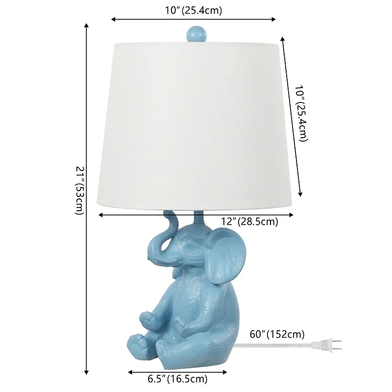 Jonathan Y Kairi 21" Modern Shabby Chic Resin/Iron Happy Elephant Led Kids' Table Lamp with Phone Stand, White