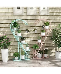 Costway 5 Tier Metal Plant Stand Heart-shaped Shelf with Hanging Hook for Multiple Plants