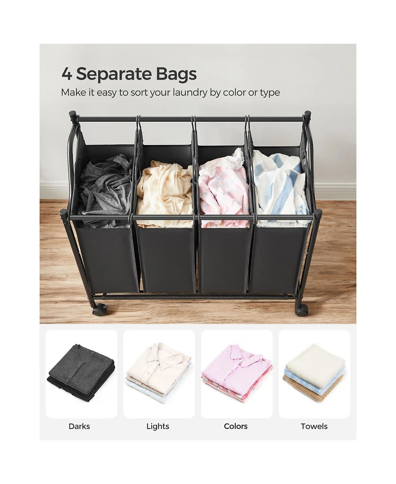 Slickblue Rolling Laundry Sorter with Removable Bags