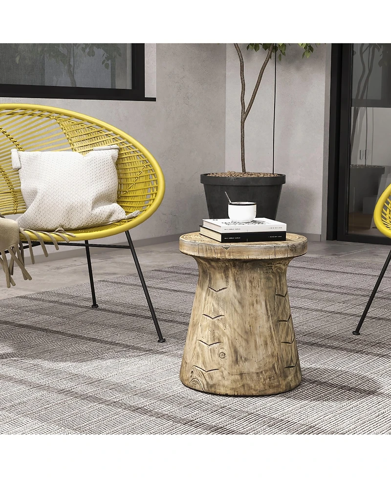 Gymax 17'' Concrete Accent Side Table Mushroom Wood-like End Table Plant Stand Stool