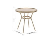 Colmar Indoor/Outdoor Bistro Style 31.5 In. Table With Pe Rattan, Glass Top, And Bamboo Finished Metal Frame