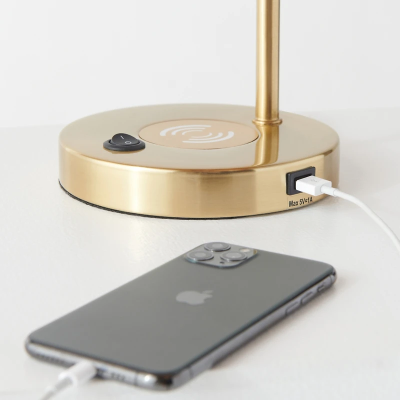 Elizabeth Led Table Lamp with Wireless Charging Pad and Usb Port (16"), Bulb Included