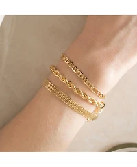 Bearfruit Jewelry Sterling Silver 18k Gold Plated Mash Chain Adjustable Bracelet