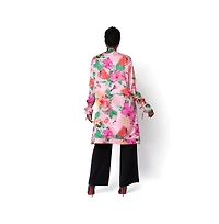 Terese Sydonna Women's Silky Printed Tie Sleeve Charmeuse Belted Painter's Robe