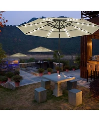 Yescom 3 Tier Patio Umbrella with Solar Led Crank Tilt Button Outdoor