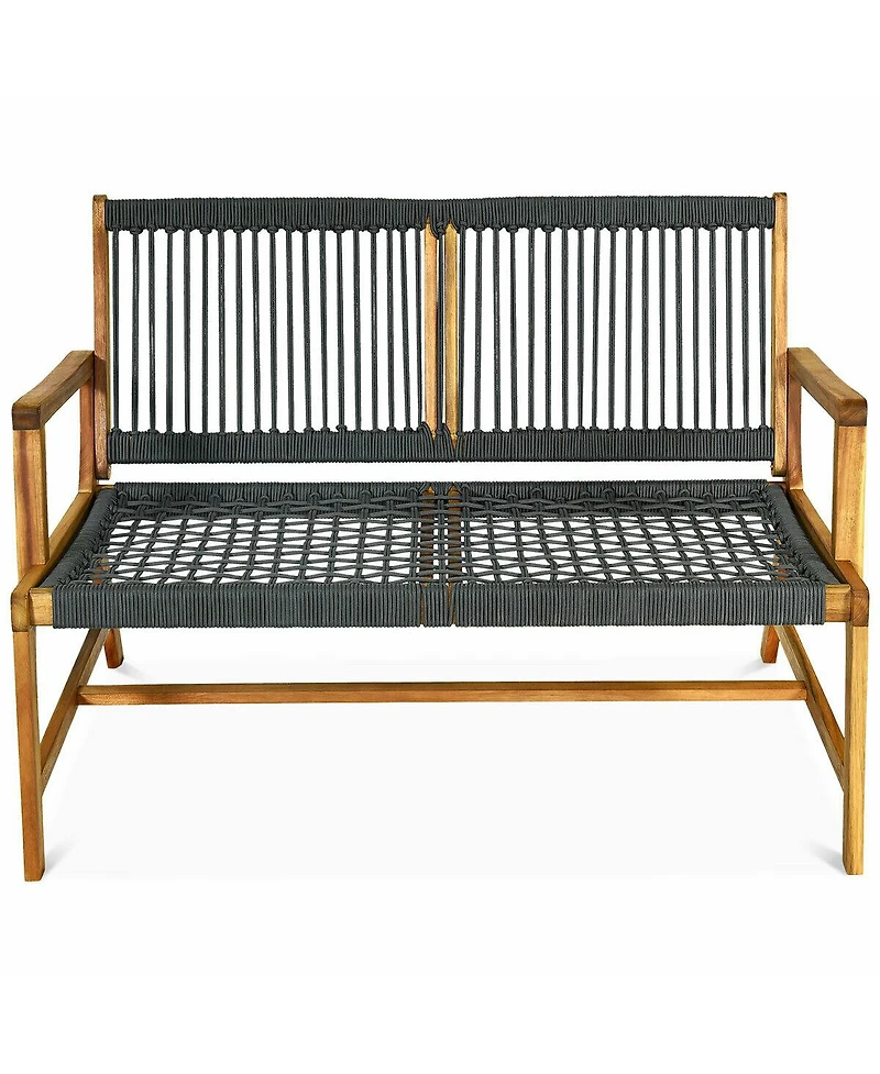 Sugift 2-Person Acacia Wood Yard Bench for Balcony and Patio