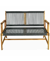 Sugift 2-Person Acacia Wood Yard Bench for Balcony and Patio