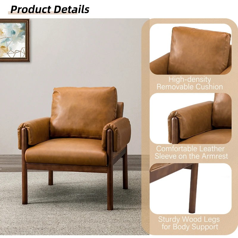 Hulala Home Modern Armchair with Solid Wood Legs