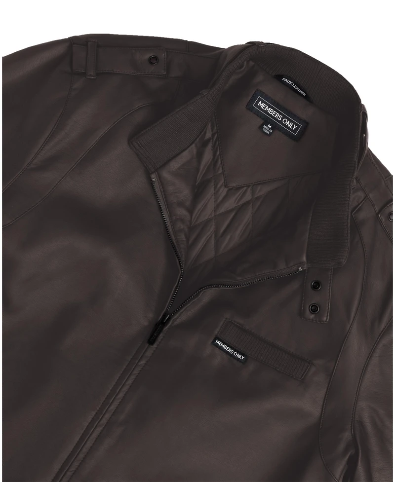 Members Only Men's Faux Leather Iconic Racer Jacket