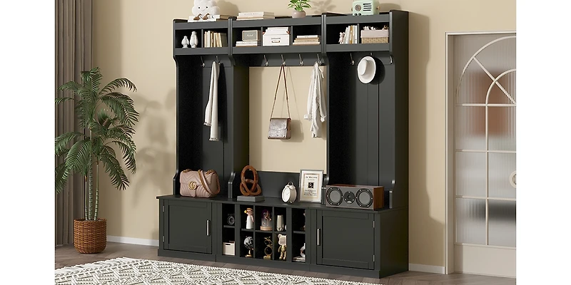 Simplie Fun White Multi-functional Hall Tree with Storage