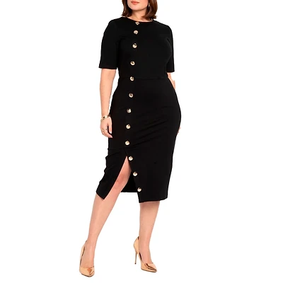 Eloquii Women's Plus Button Front Workwear Dress