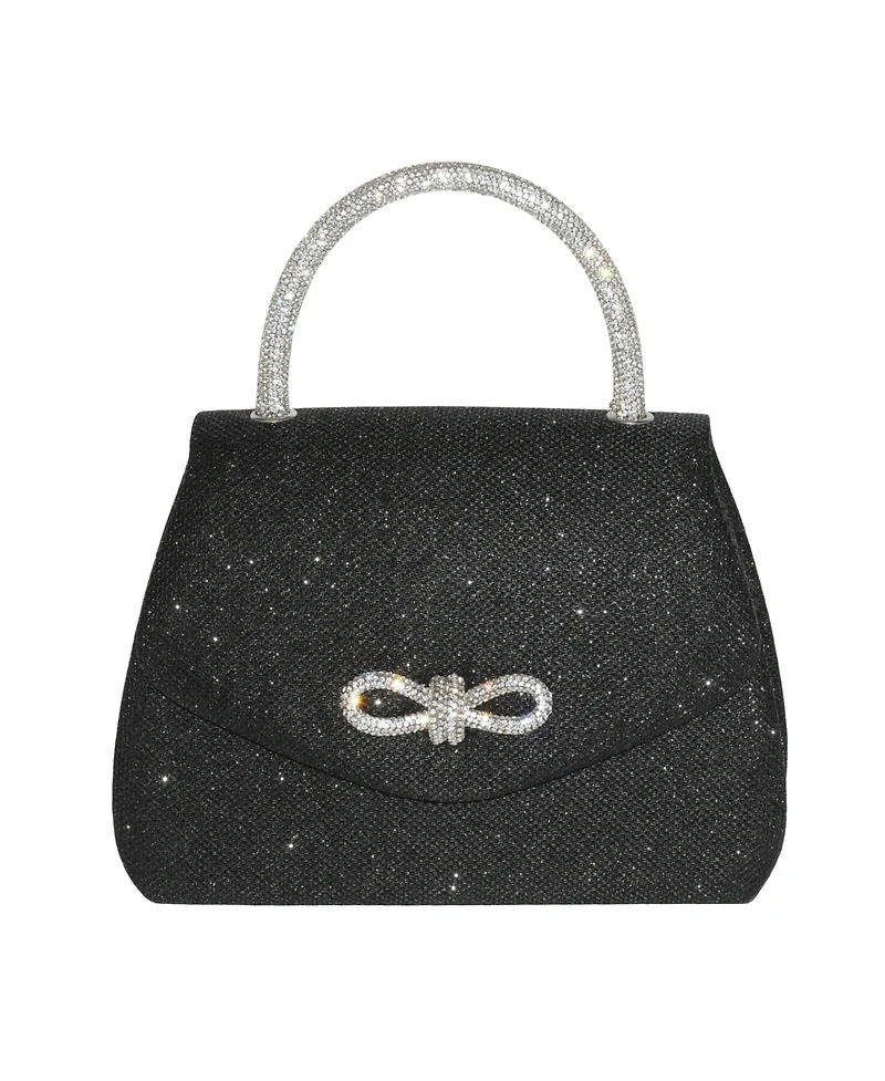 Ladies' Evening Bag with Glitter Handle and Bow