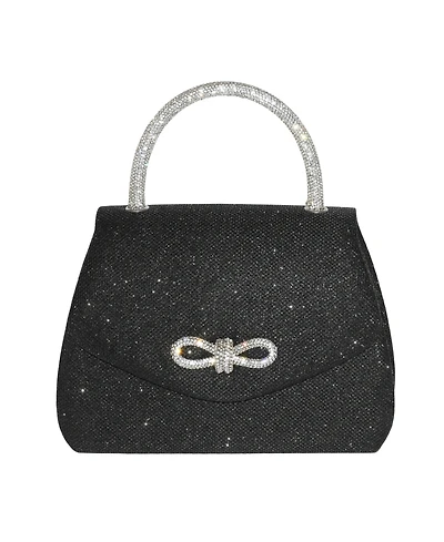 Ladies' Evening Bag with Glitter Handle and Bow