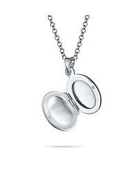 Bling Jewelry Petite Simple Plain Flat Oval Photo Lockets That Hold Pictures Silver Locket Necklace Pendant Large