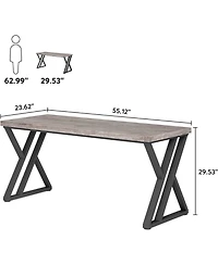Tribesigns Writing Computer Desk, 55 inch Heavy Duty Study Desk with Z-Shaped Metal Leg, Modern Simple Home Office