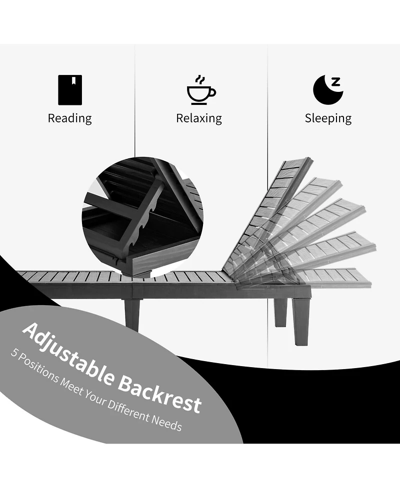 Inolait Sugift Outdoor Chaise Lounge Chair with 5 Positions Adjustable Backrest