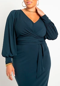 Eloquii Women's Plus Cross Front Midi Dress