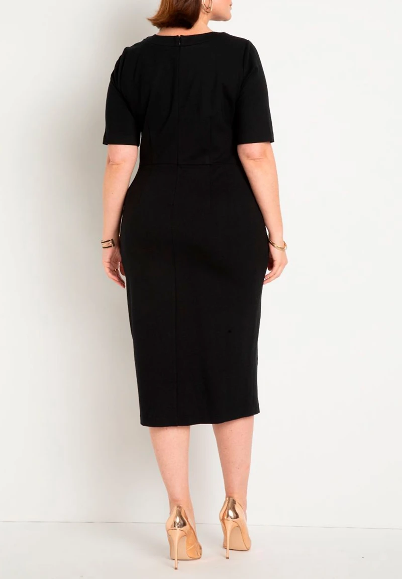 Eloquii Women's Plus Button Front Workwear Dress