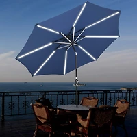 9ft Solar Power Led Patio Umbrella Outdoor Yard Parasol Sunshade Tilt with Crank