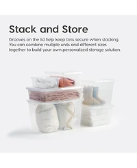 Iris Usa 17 Qt Clear Storage Box, Bpa-Free Plastic Stackable Bin with Lid, 4 Pack, Containers to Organize Shoes and Closet Shelves, Classroom Organiza