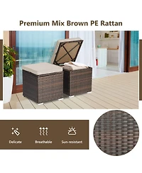 2 Pieces Patio Ottoman with Hidden Storage Space