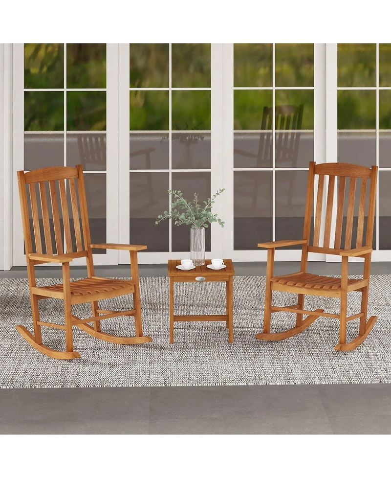 Sugift Eucalyptus Wood Rocker Chair with Stable and Safe Rocking Base for Garden