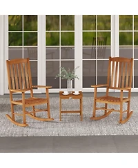 Sugift Eucalyptus Wood Rocker Chair with Stable and Safe Rocking Base for Garden
