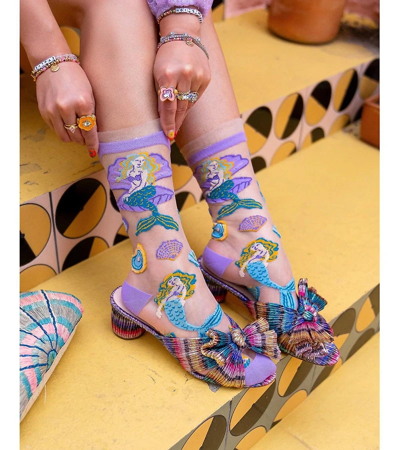 Sock Candy Women's Whimsical Mermaid Ruffle Sheer Sock