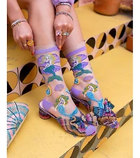 Sock Candy Women's Whimsical Mermaid Ruffle Sheer Sock