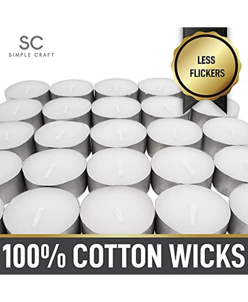 Pack Smokeless Unscented Long Burning Tea Lights Candles for Home