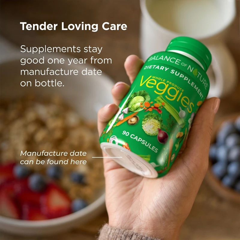 Balance of Nature Fruits & Veggies Supplements - Whole Fruit and Vegetable Ingredients for Women, Men, and Kids