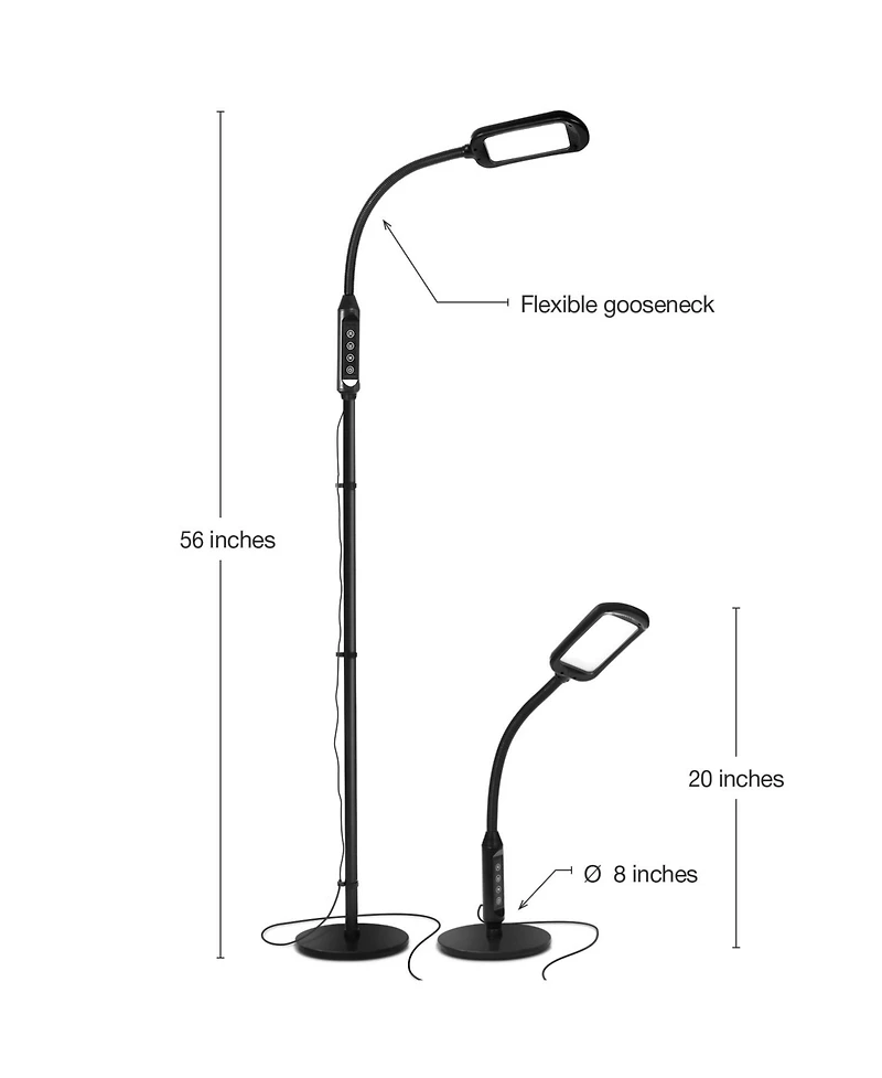 Brightech Litespan 56" Led 2-in-1 Gooseneck Adjustable Floor or Desk Lamp