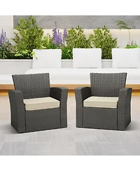 WestinTrends Outdoor Patio Furniture Seat Chair Square Cushions with Piping. Set of 2, 20" x 19"